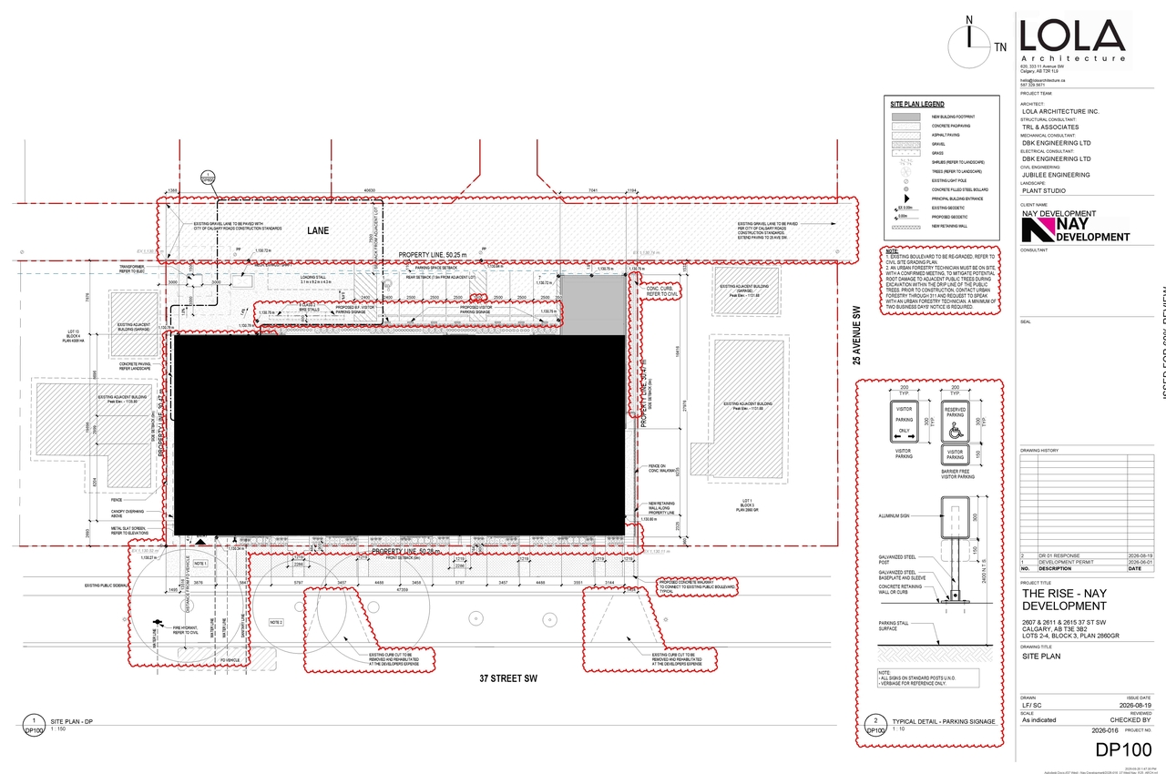 Construction site plan for project from page 6 of the file 'DP2026-02732 DMAP Plans (Amended) 2026-08-20 (8MB)'