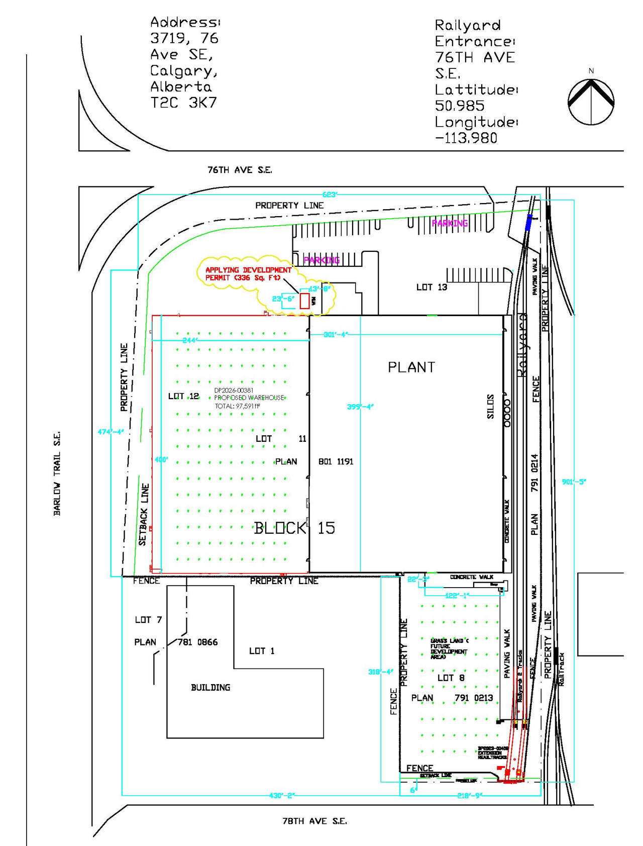 Construction site plan for project from page 1 of the file 'DP2026-02754 DMAP Plans (Submitted) 2026-05-11 (1MB)'