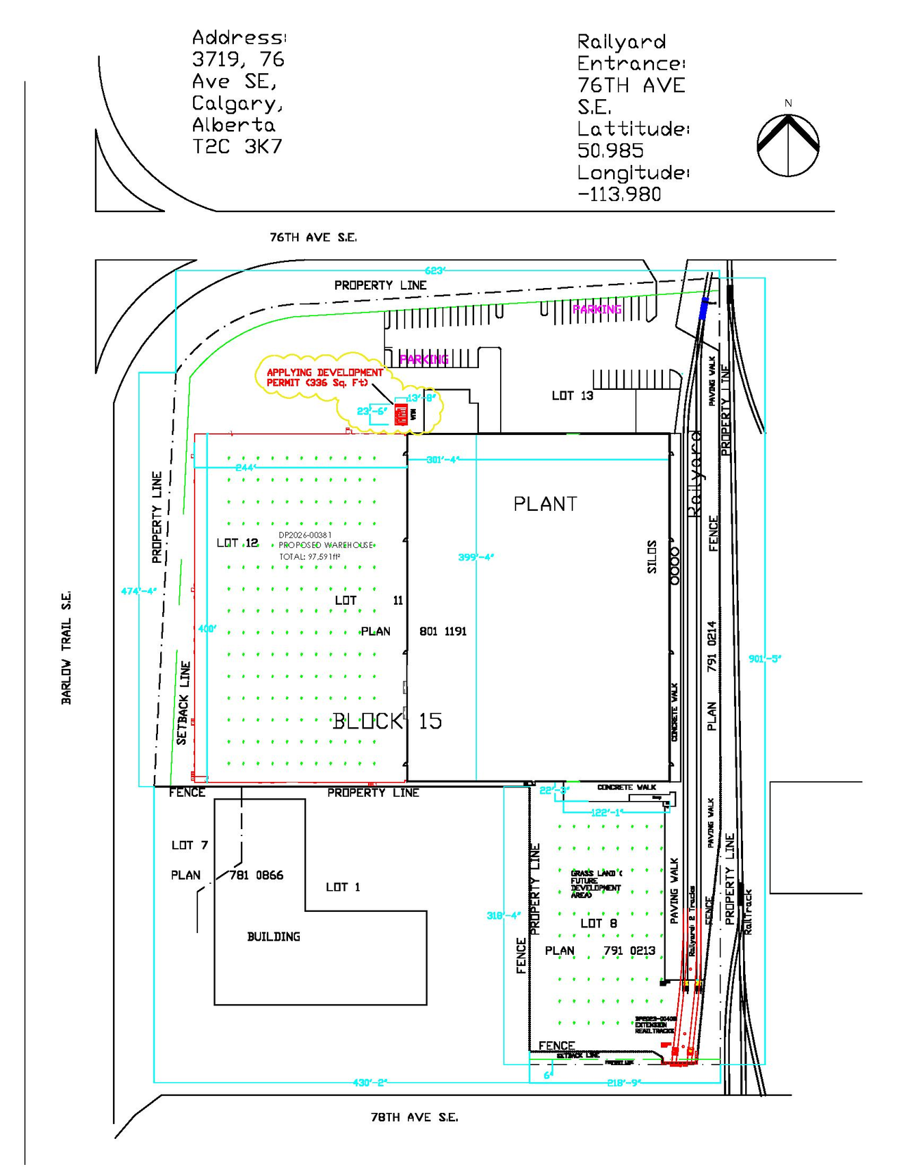 Construction site plan for project from page 2 of the file 'DP2026-02754 DMAP Plans (Submitted) 2026-05-11 (1MB)'