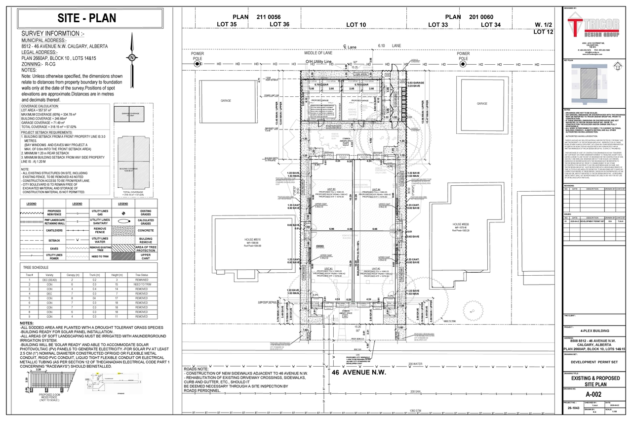 Construction site plan for project from page 4 of the file 'DP2026-02756 DMAP Plans (Submitted) 2026-05-11 (6MB)'