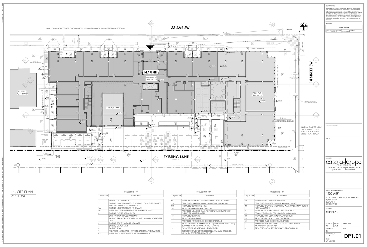 Construction site plan for project from page 4 of the file 'DP2026-02795 DMAP Plans Submitted (8MB) 2026-05-12'