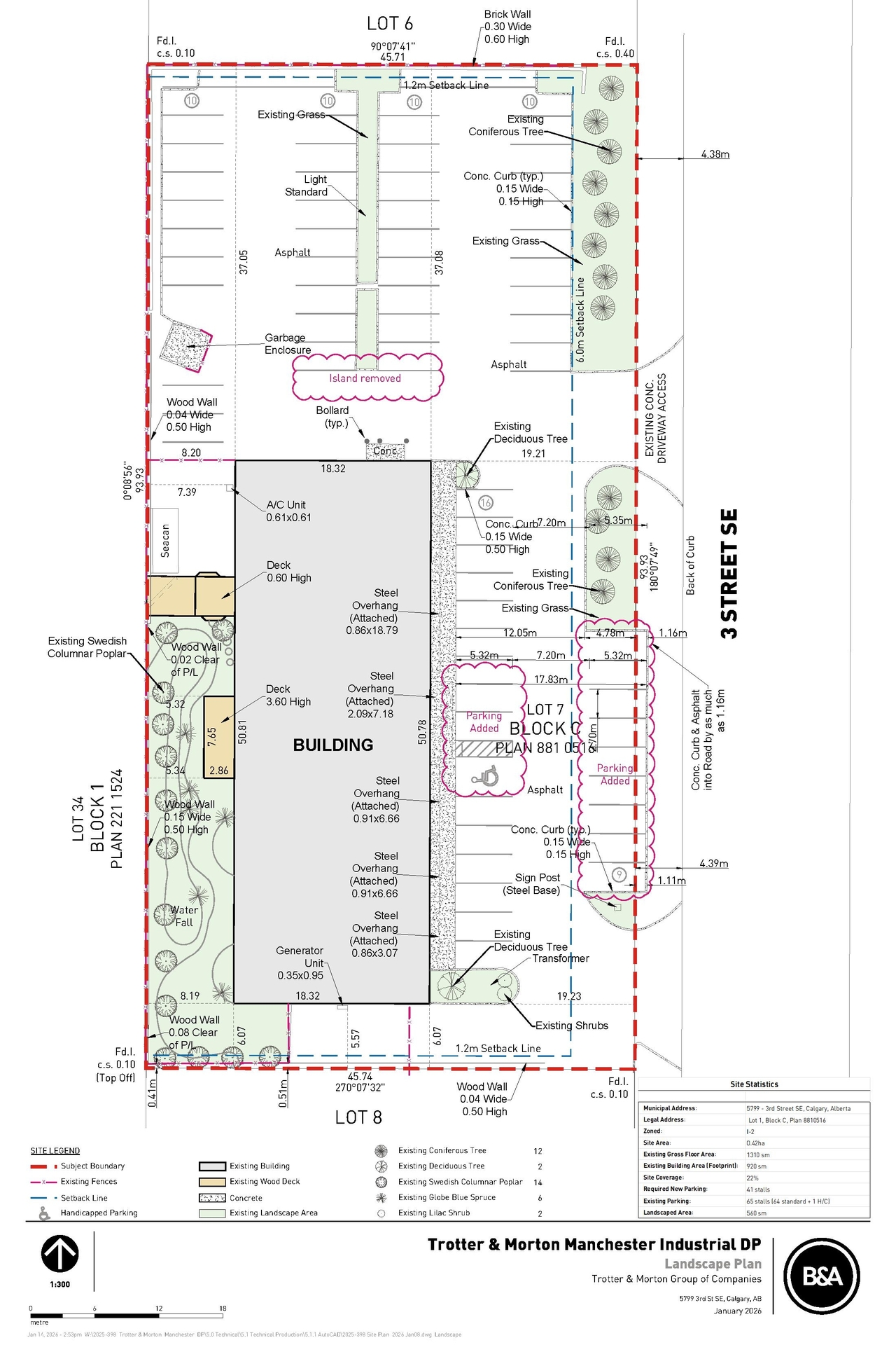 Construction site plan for project from page 1 of the file 'DP2026-02810 DMAP Plans (Submitted) 2026-05-13 (1MB)'