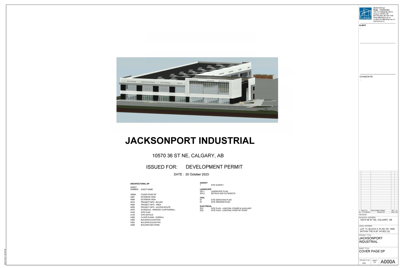 Construction site plan for project from page 1 of the file 'DP2026-02849 DMAP Plans (Submitted) 2026-06-24 (2MB)'