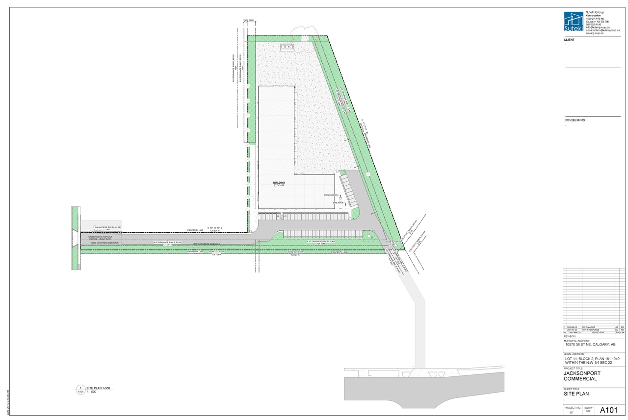 Construction site plan for project from page 6 of the file 'DP2026-02849 DMAP Plans (Submitted) 2026-06-24 (2MB)'