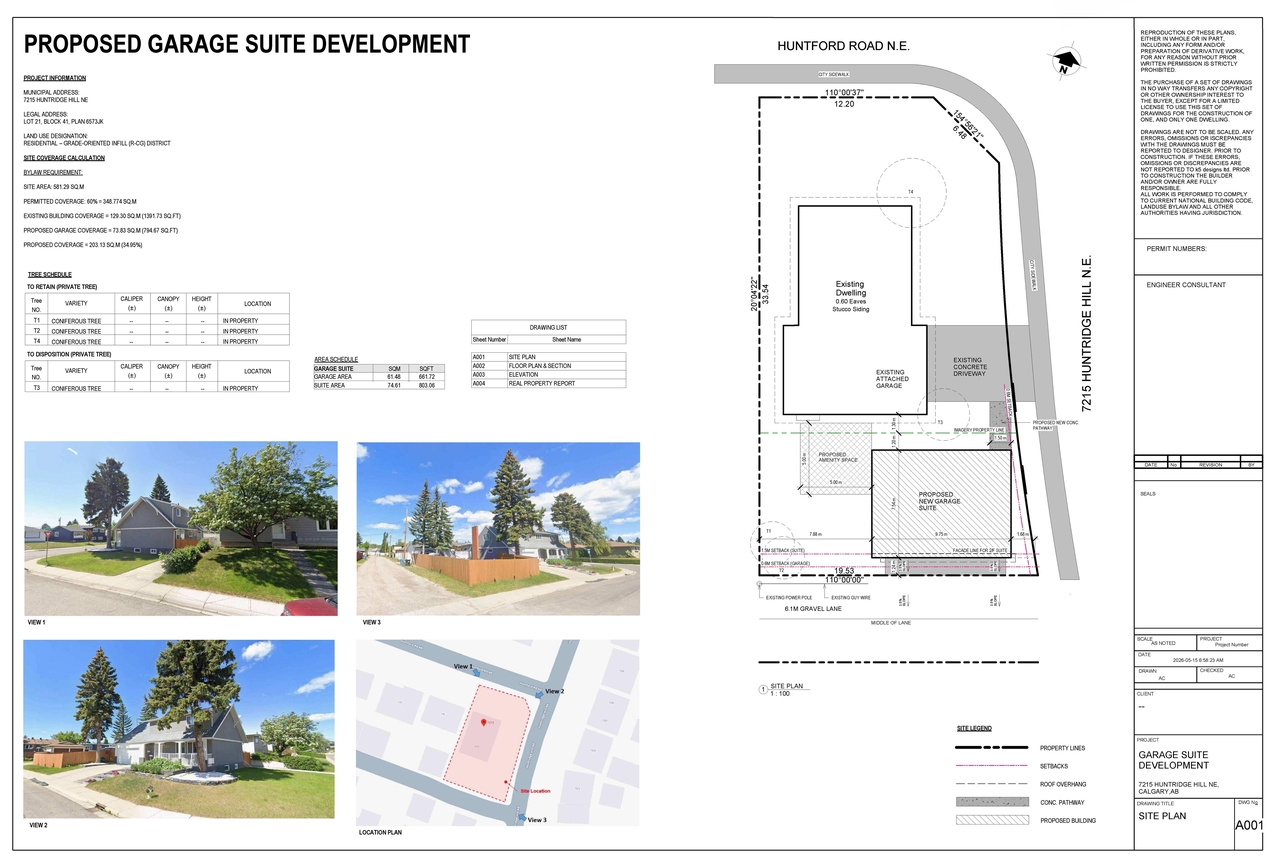 Construction site plan for project from page 1 of the file 'DP2026-02877 DMAP Plans (Submitted) 2026-05-15 (2MB)'