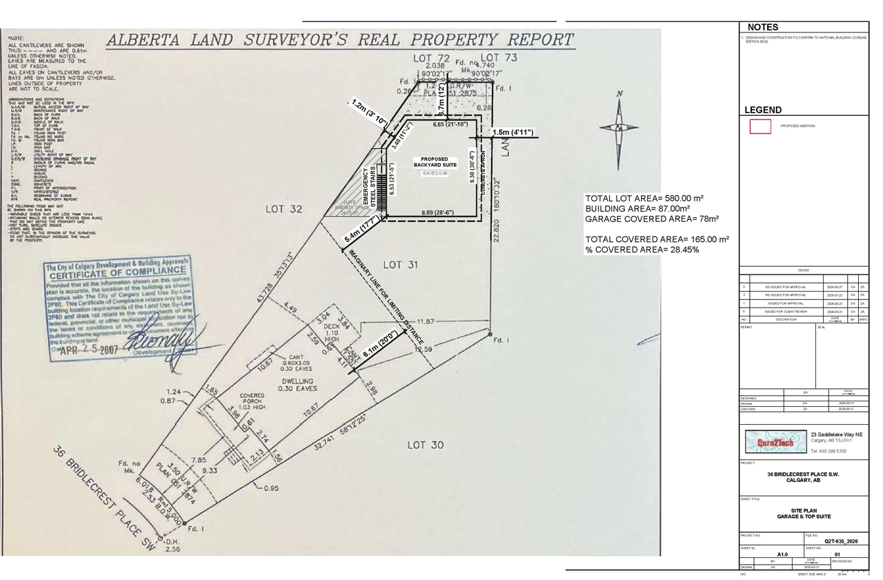 Construction site plan for project from page 1 of the file 'DP2026-02969 - DMAP Plans Amended (1MB) 2026-08-27'