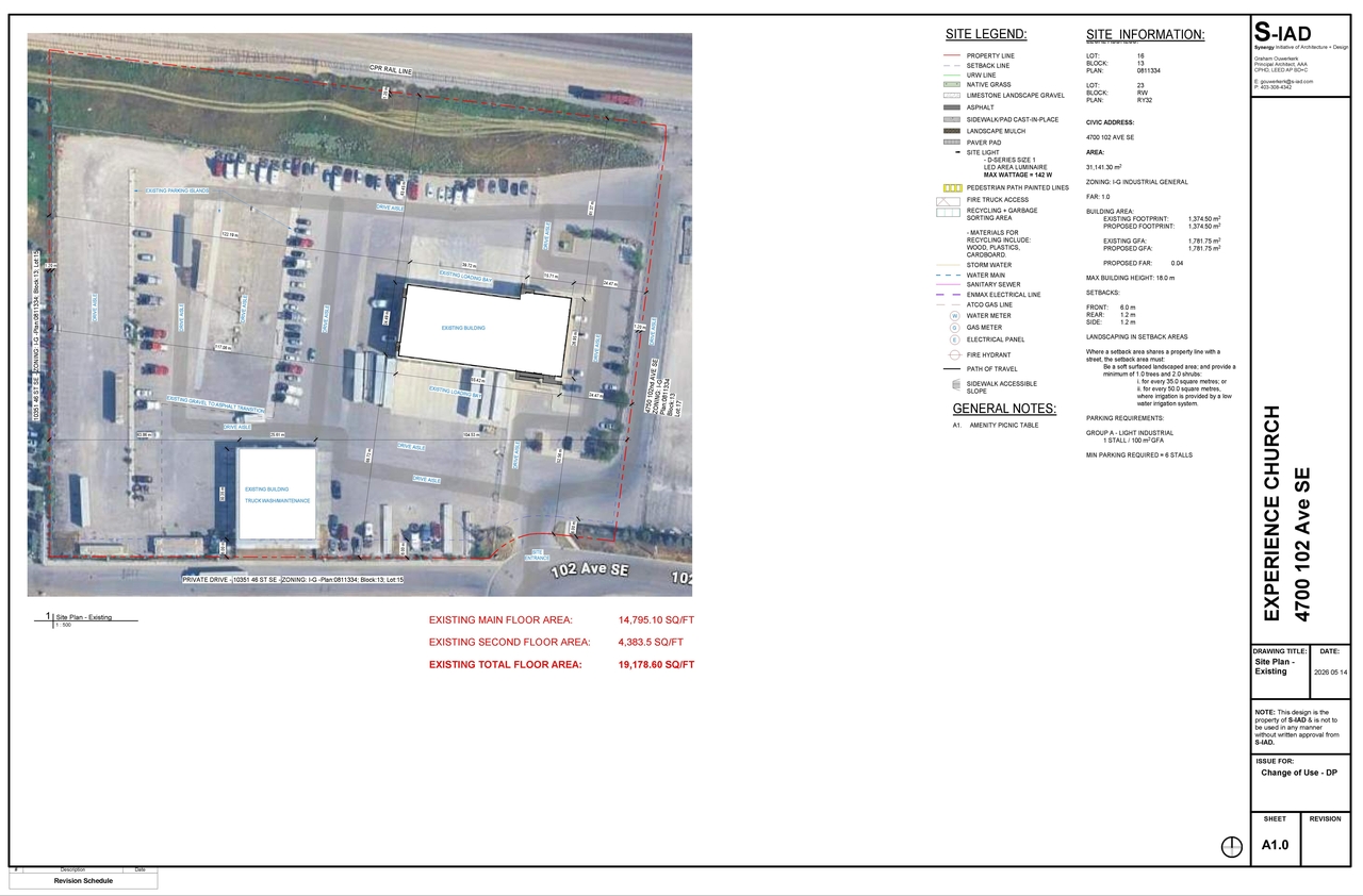 Construction site plan for project from page 1 of the file 'DP2026-03013 DMAP Plans Submitted 2026-06-9 2MB'