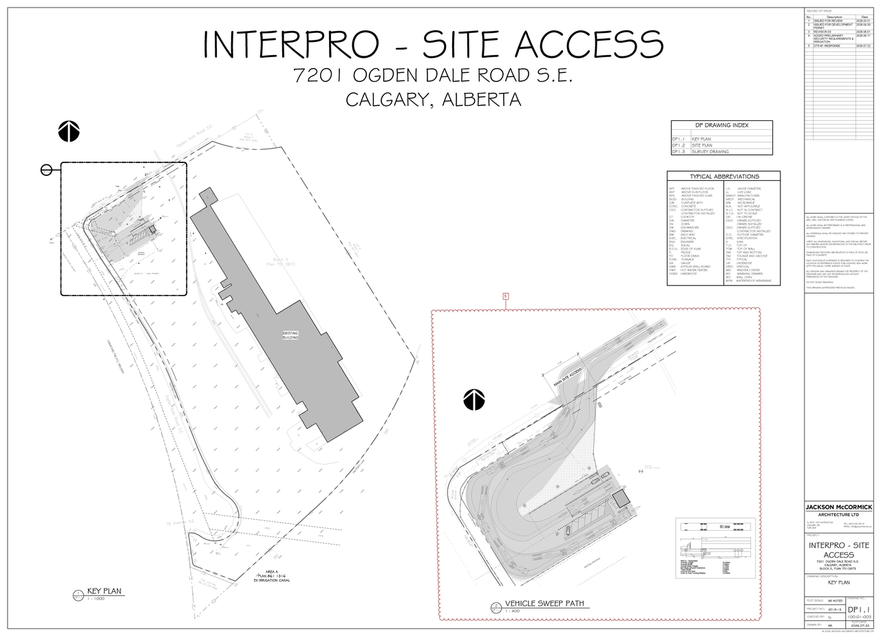 Construction site plan for project from page 1 of the file 'DP2026-03072 DMAP Plans (Amended) 2026-07-22 (1MB)'