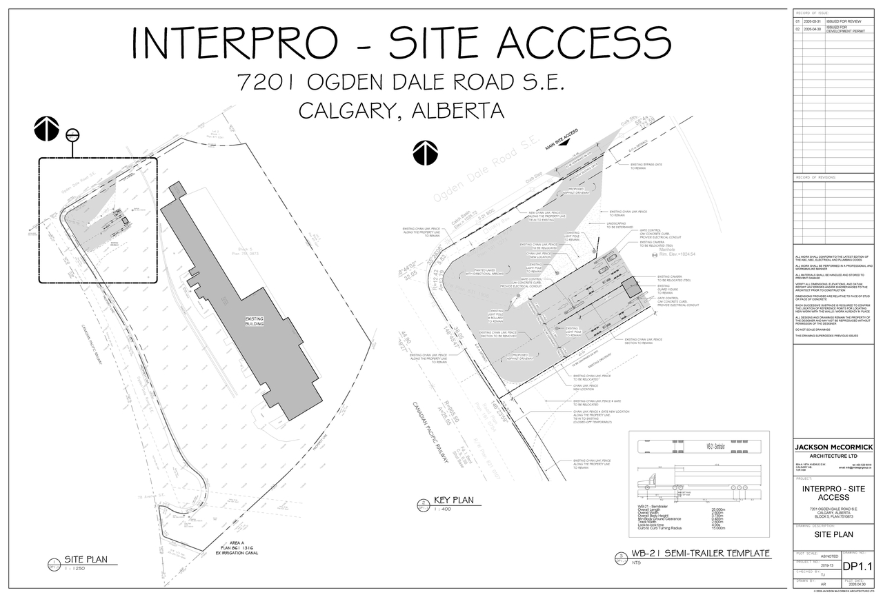 Construction site plan for project from page 1 of the file 'DP2026-03072 DMAP Plans (Submitted) 2026-05-27 (1MB)'