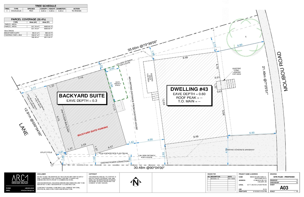 Construction site plan for project from page 3 of the file 'DP2026-03139 DMAP Plans (amended) 2026-08-18 (1MB)'