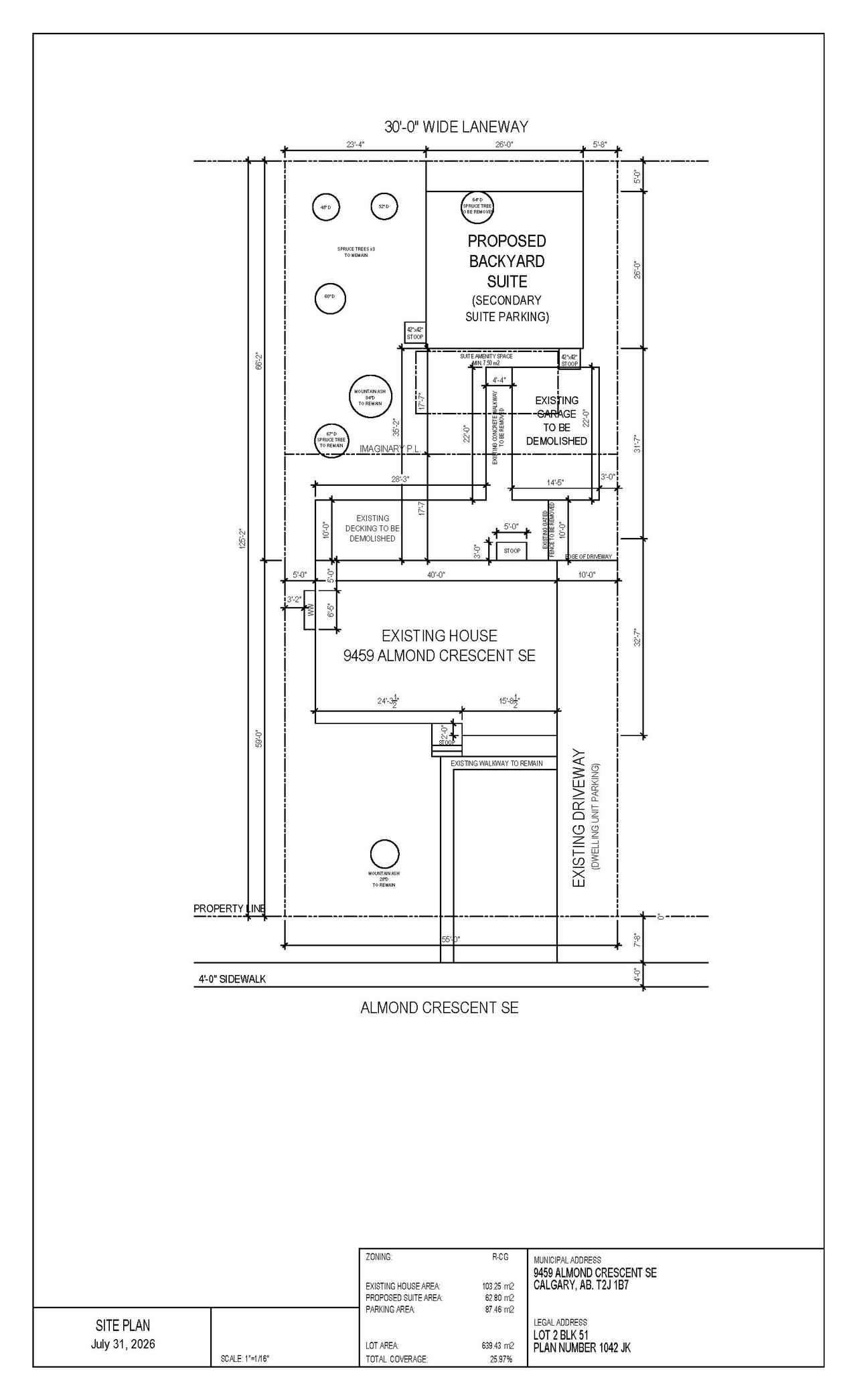 Construction site plan for project from page 1 of the file 'DP2026-03193 DMAP Plans (Decision Rendered) 2026-08-11 (1MB)'