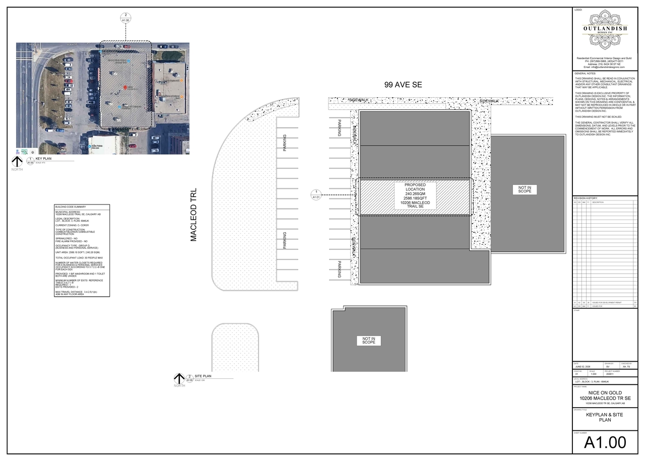 Construction site plan for project from page 1 of the file 'DP2026-03222 DMAP Plans (Submitted) 2026-06-08 (1MB)'