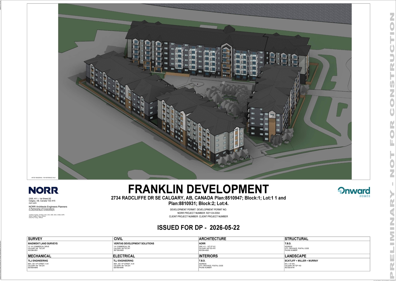 Rendering of building from page 1 of the file 'DP2026-03241 DMAP Plans (Submitted) 2026-06-03 (21MB)'