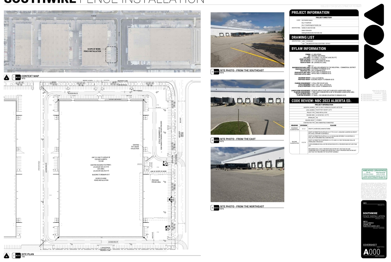 Construction site plan for project from page 1 of the file 'DP2026-03260 DMAP Plans (Submitted) 2026-06-23 (1MB)'
