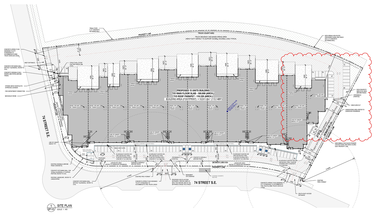 Construction site plan for project from page 3 of the file 'DP2026-03308 DMAP Plans (Submitted) 2026-06-05 (5MB)'