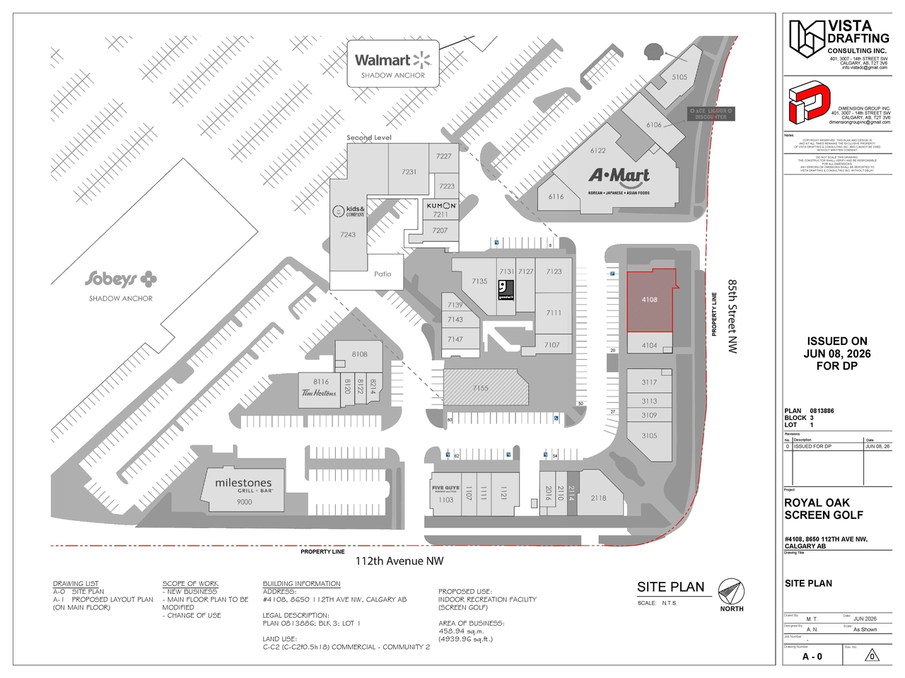 Construction site plan for project from page 1 of the file 'DP2026-03370 DMAP Plans (Submitted) 2026-06-09 (1MB)'