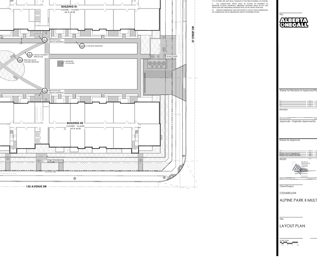 Construction site plan for project from page 5 of the file 'DP2026-03413 DMAP Plans Submitted (22MB) 2026-06-11'