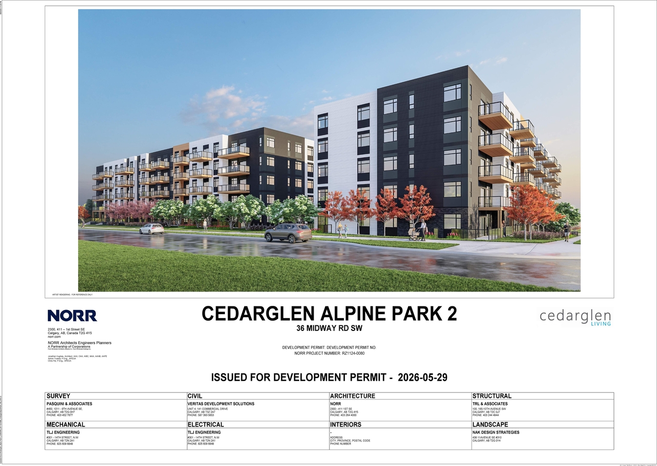 Rendering of building from page 9 of the file 'DP2026-03413 DMAP Plans Submitted (22MB) 2026-06-11'