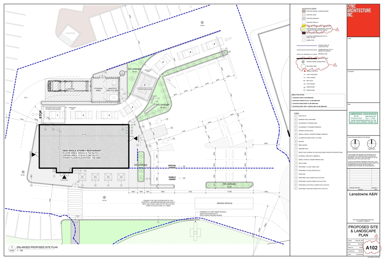Construction site plan for project from page 4 of the file 'DP2026-03428 DMAP Plans (Amended)2026-09-15 (6MB)'