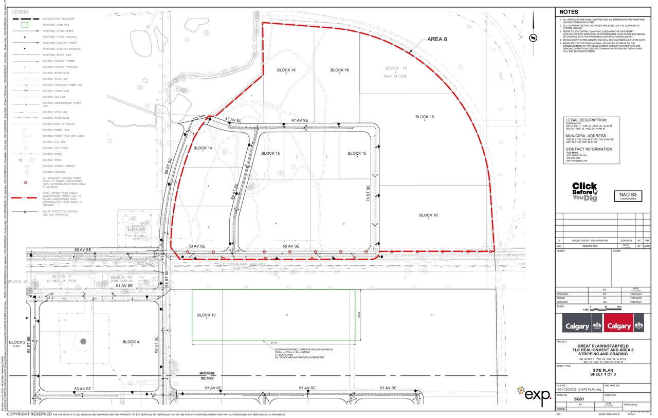 Construction site plan for project from page 1 of the file 'DP2025-03456 DMAP Plans Submitted 2026-06-29 7MB'
