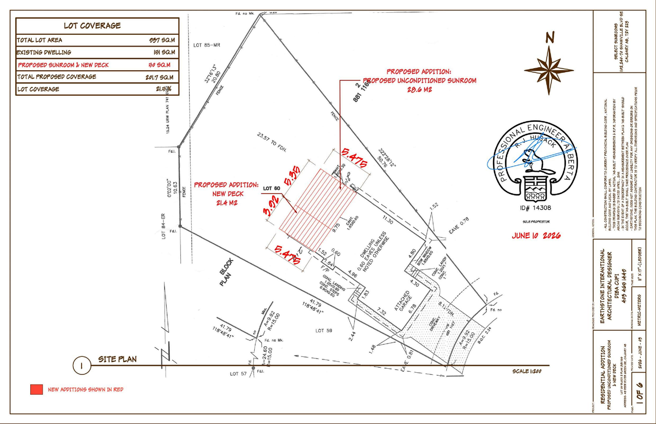 Construction site plan for project from page 1 of the file 'DP2026-03457 DMAP Plans (Submitted) (2MB) 2026-06-12'