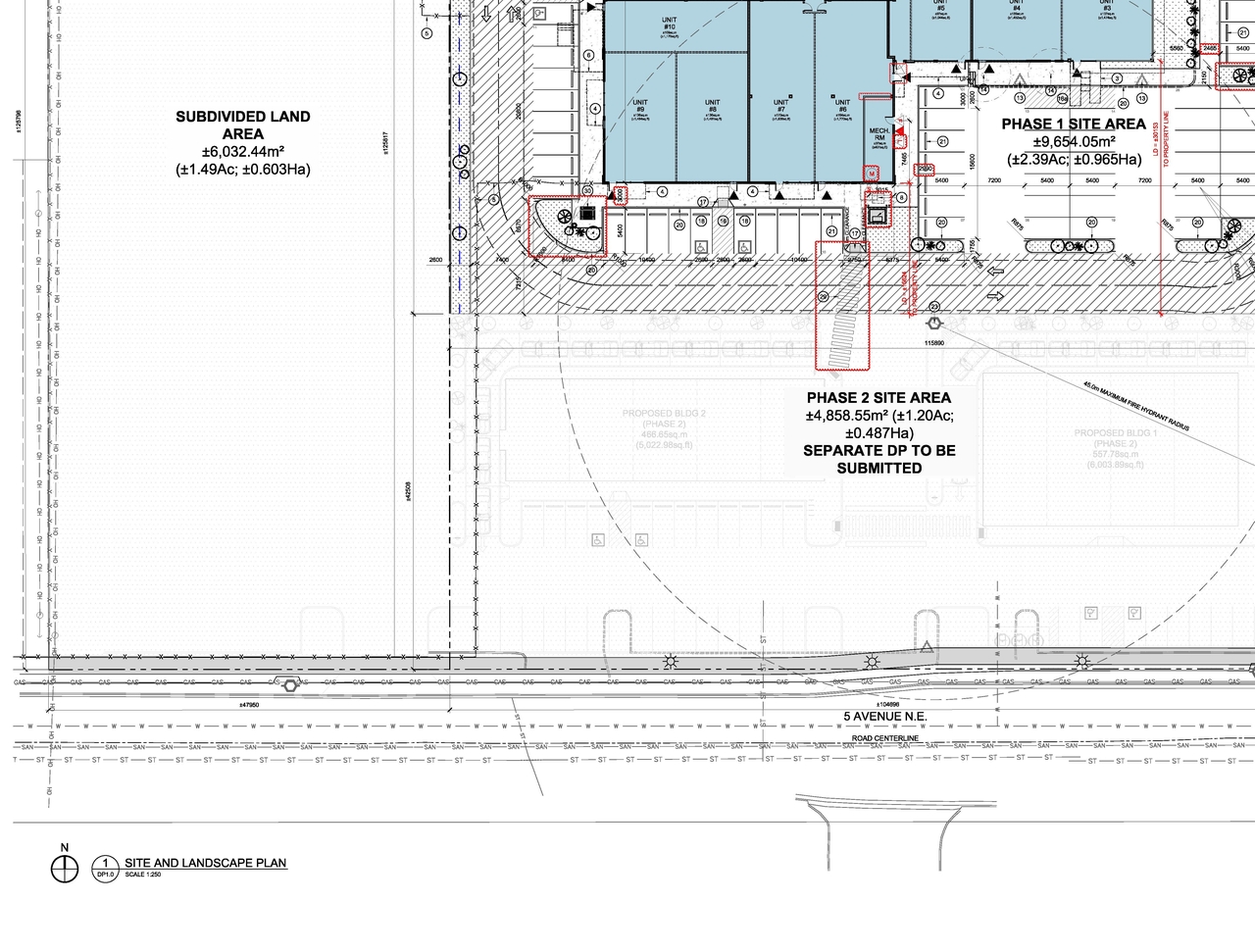 Construction site plan for project from page 2 of the file 'DP2026-03458 DMAP Plans (Amended) 2026-09-03 (6MB)'