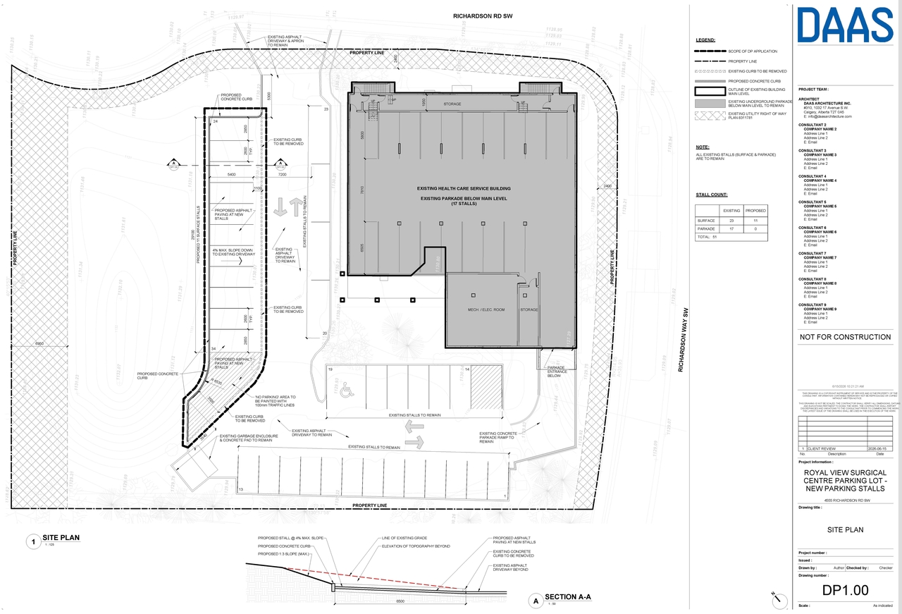 Construction site plan for project from page 2 of the file 'DP2026-03501 DMAP Plans (Submitted) 2026-06-16 (1MB)'