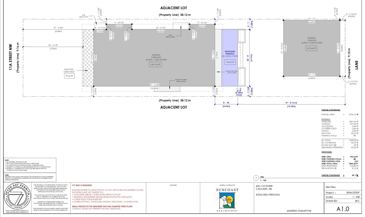 Construction site plan for project from page 2 of the file 'DP2026-03560 DMAP Plans Submitted 2026-06-17 (1MB)'