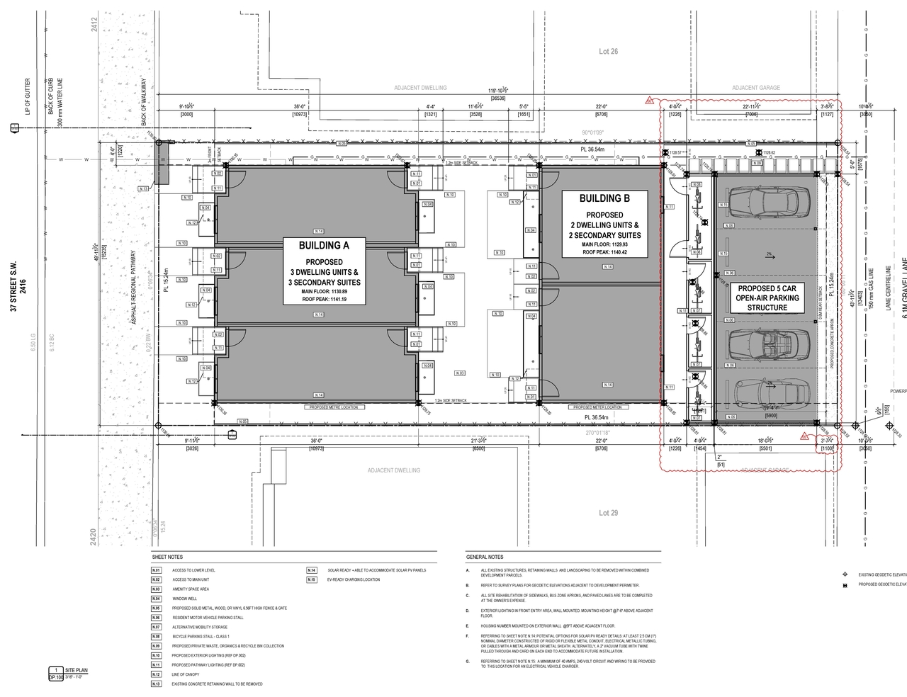 Construction site plan for project from page 4 of the file 'DP2026-03577 DMAP Plans Submitted (3MB) 2026-07-22'