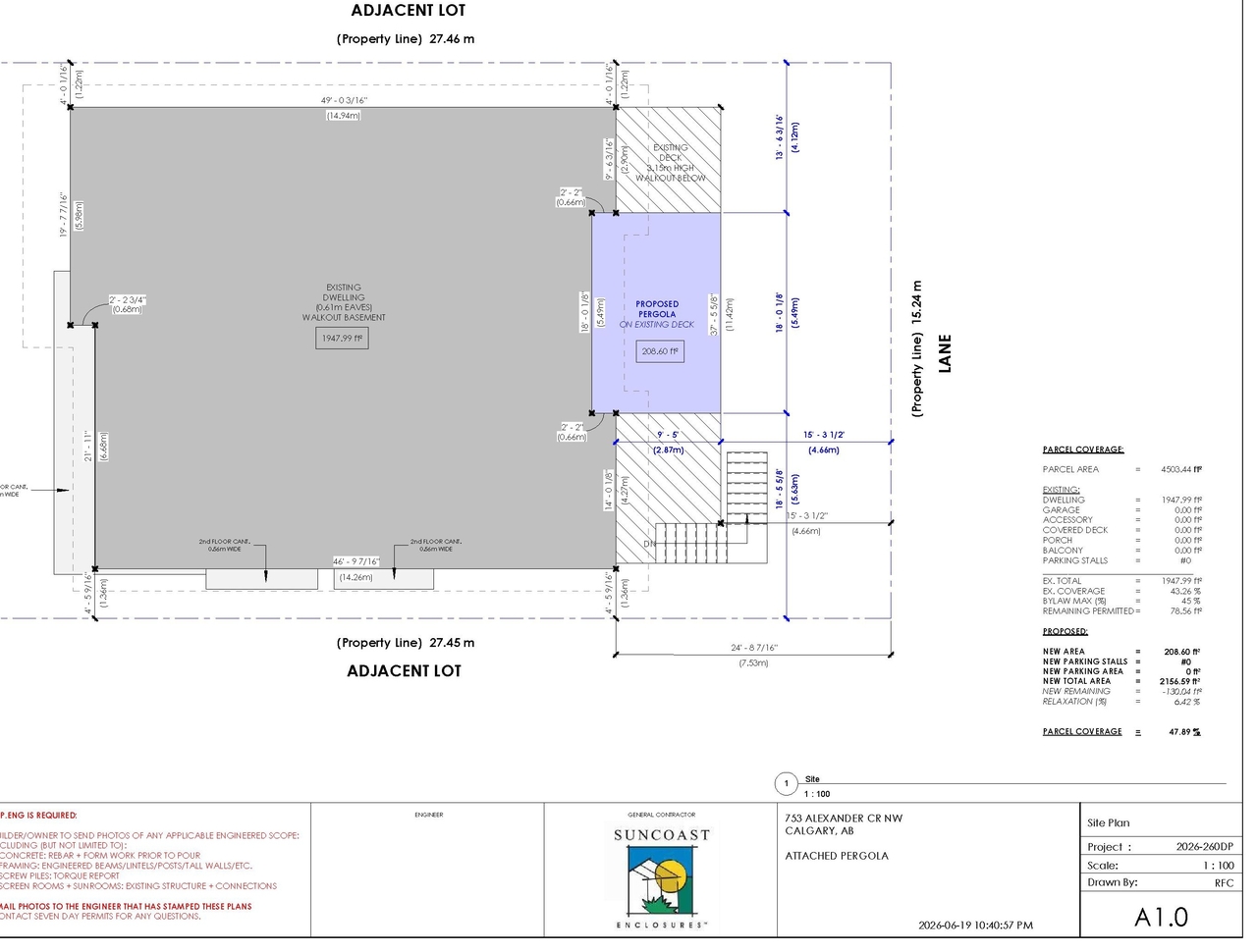 Construction site plan for project from page 2 of the file 'DP2026-03625 DMAP Plans (Submitted) 2026-06-19 (1MB)'