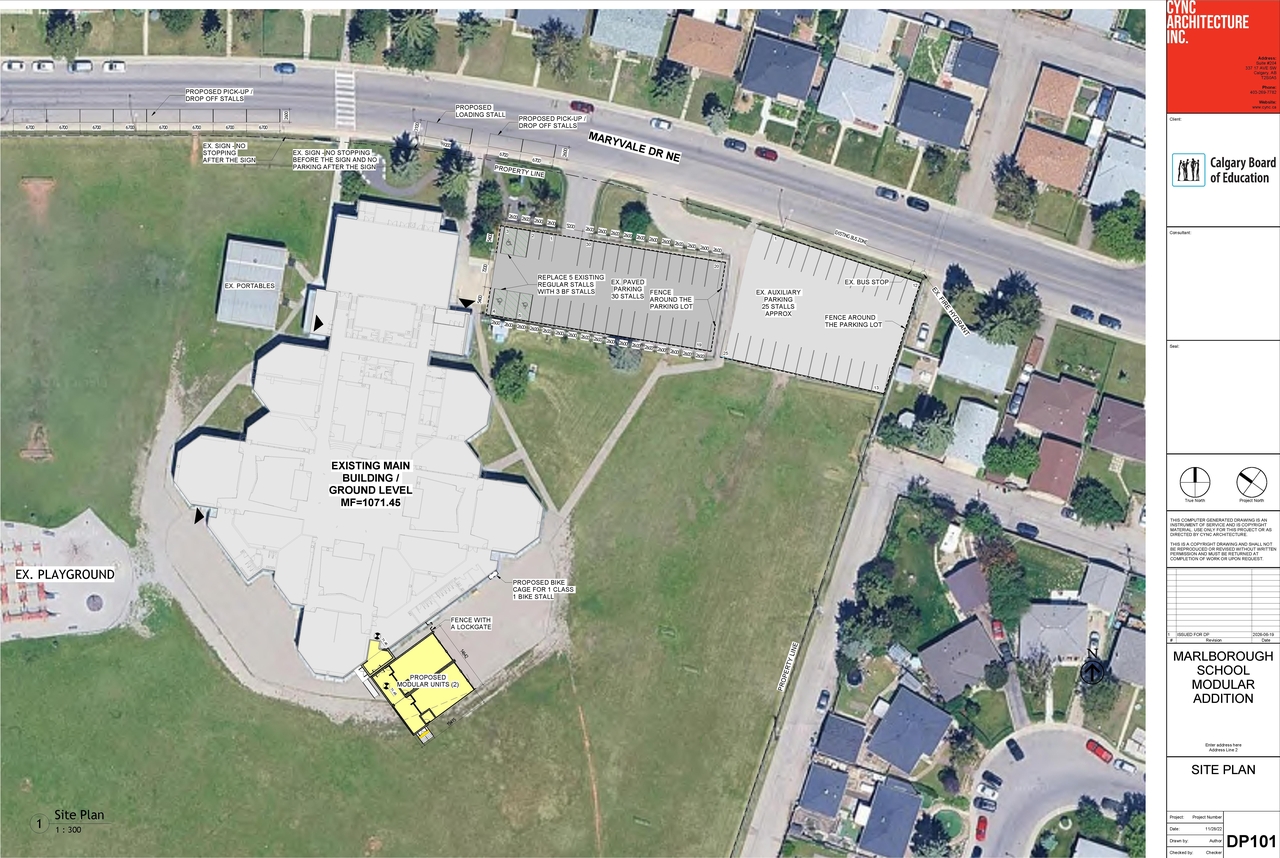 Construction site plan for project from page 1 of the file 'DP2026-03646 DMAP Plans (Submitted) 2026-06-22 (1MB)'