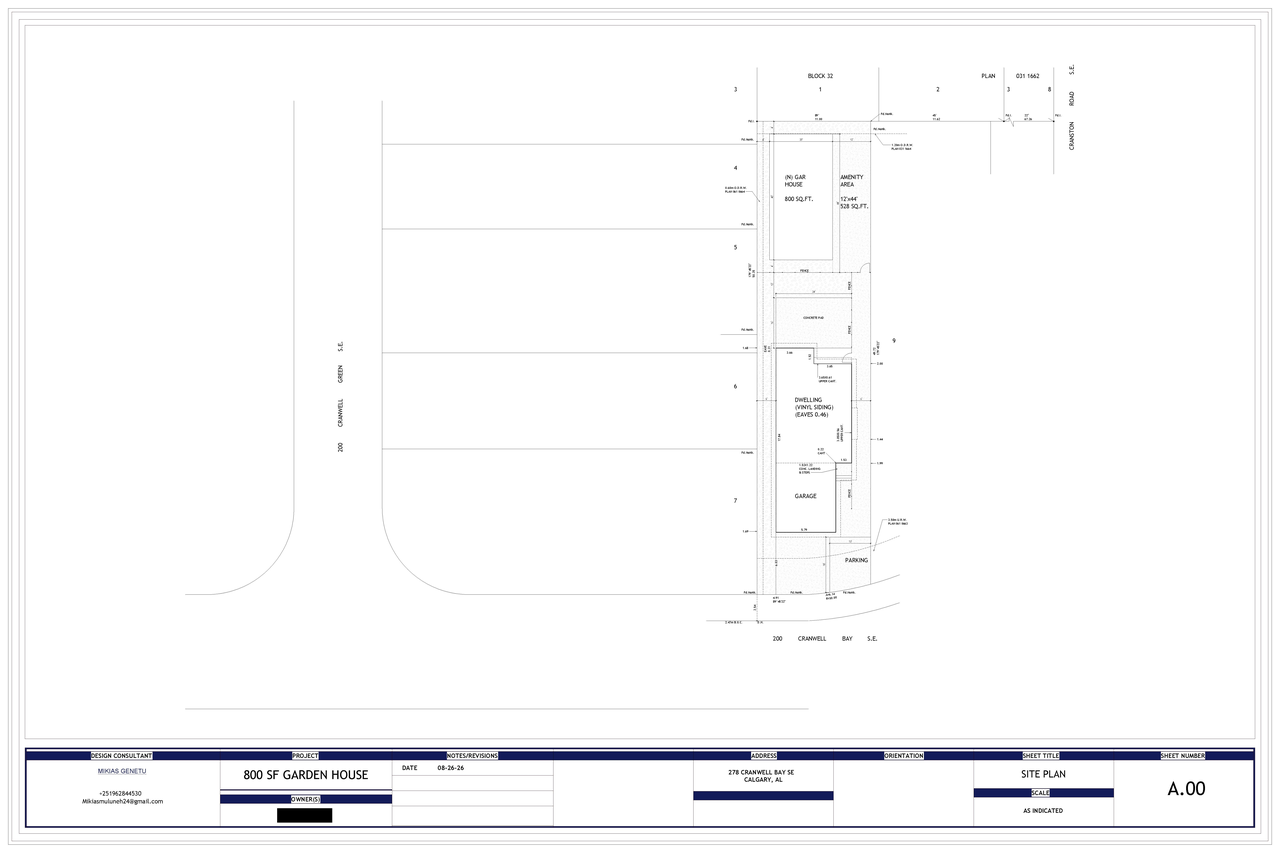 Construction site plan for project from page 1 of the file 'DP2026-03661 DMAP Plans (Amended) 2026-08-27 (2MB)'