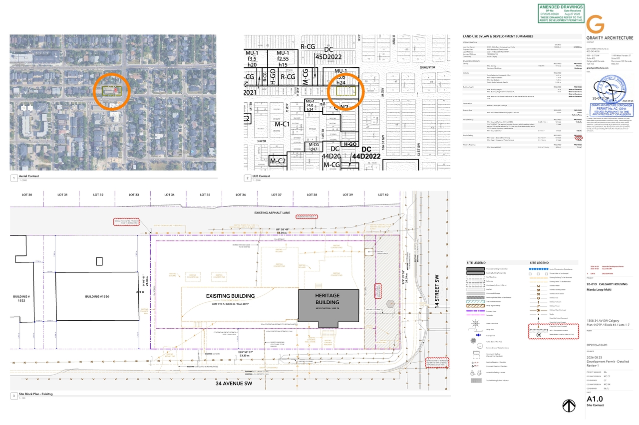 Construction site plan for project from page 2 of the file 'DP2026-03690 - DMAP Plans (amended) 2026-08-27 (2MB)'