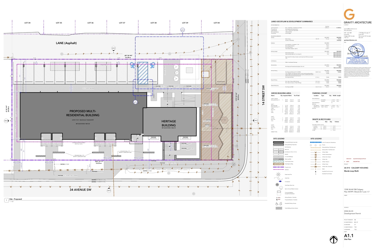 Construction site plan for project from page 2 of the file 'DP2026-03690 DMAP Plans (Submitted) 2026-06-24 (2MB)'