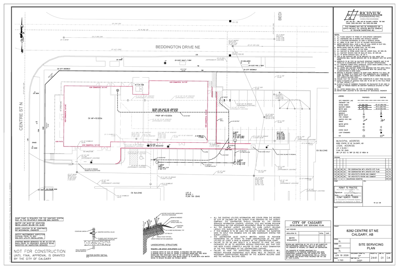 Construction site plan for project from page 3 of the file 'DP2026-03723 DMAP Plans (Submitted) 2026-06-25 (6MB)'