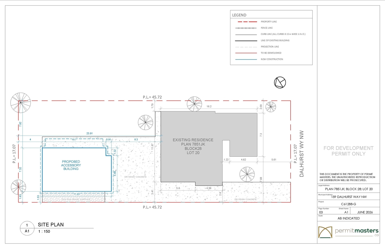 Construction site plan for project from page 1 of the file 'DP2026-03748 DMAP Plans (Submitted) 2026-06-25 (1MB)'