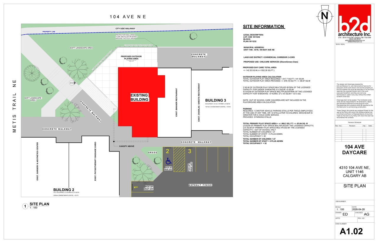 Construction site plan for project from page 2 of the file 'DP2026-03755 DMAP Plans (Submitted) 2026-06-26 (1MB)'
