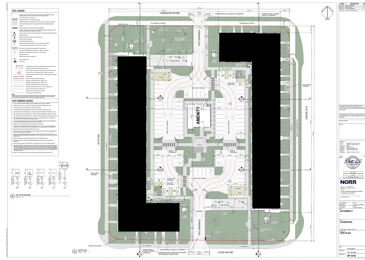 Construction site plan for project from page 3 of the file 'DP2026-03769 DMAP Plans (Submitted) 2026-06-26 (6MB)'