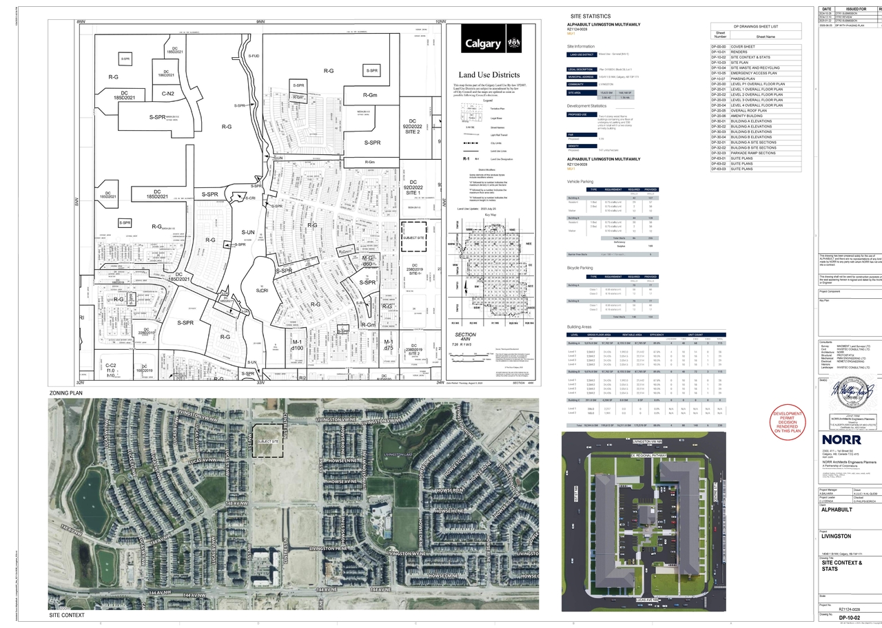 Construction site plan for project from page 2 of the file 'DP2026-03769 - DMAP DECISION RENDERED PLANS (5MB) 2026-08-05'