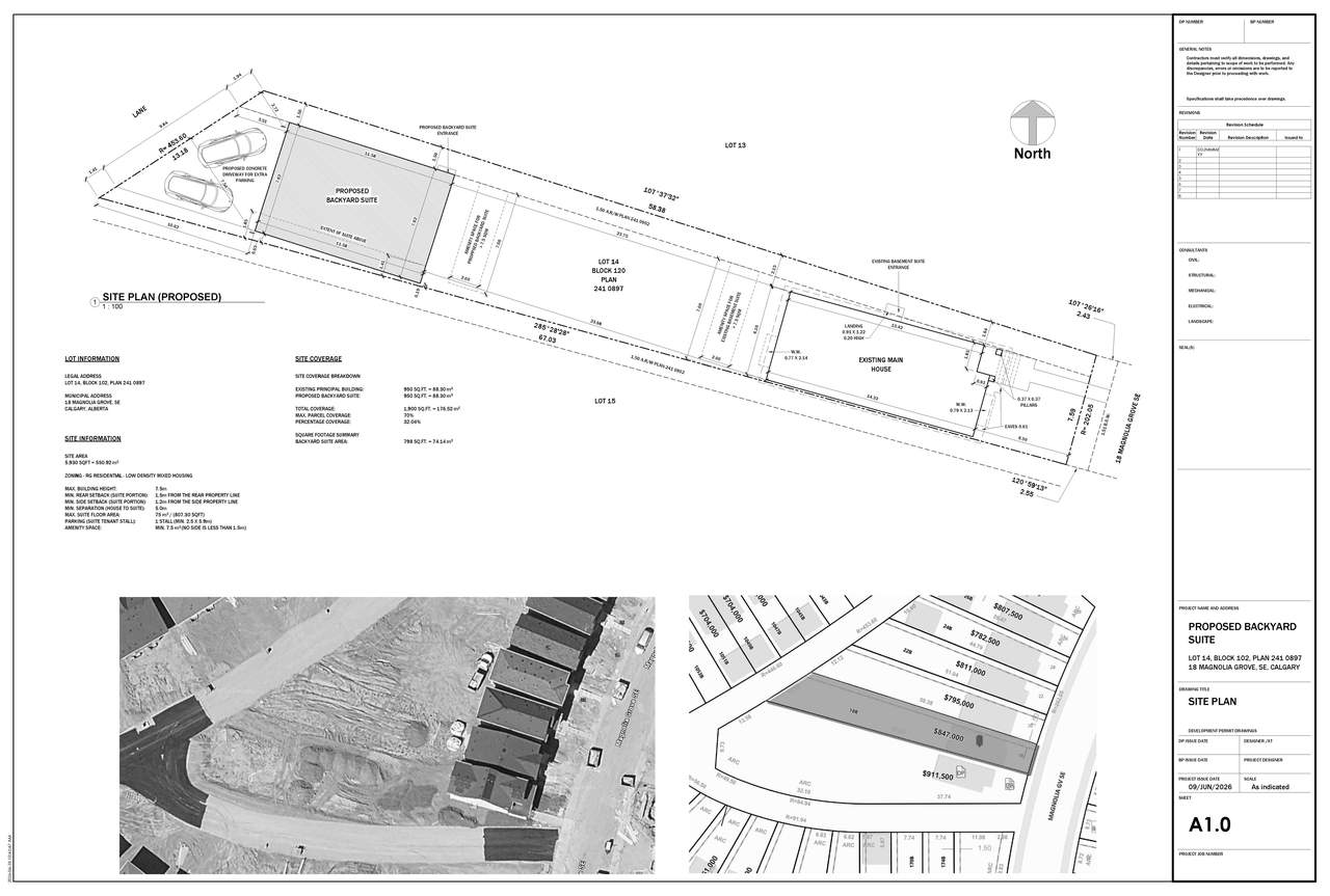 Construction site plan for project from page 2 of the file 'DP2026-03784 DMAP Plans (Submitted) 2026-06-26 (2MB)'