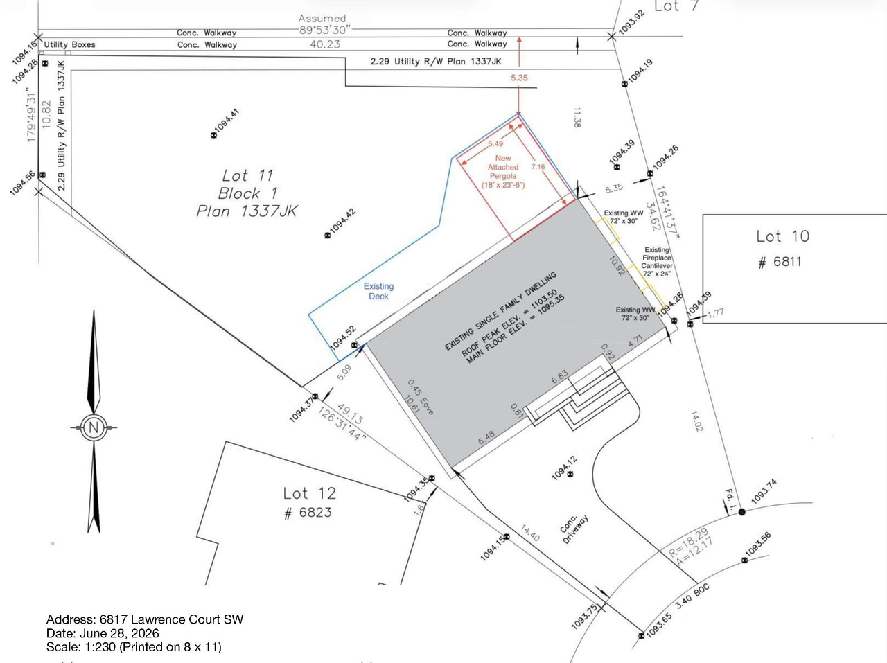 Construction site plan for project from page 1 of the file 'DMAP Plans (Submitteed) DP2026-03798 (1MB) 2026-06-29'