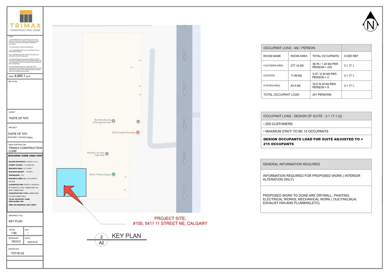 Construction site plan for project from page 2 of the file 'DP2026-03817 DMAP Plans Submitted 2026-10-07 161 KB'
