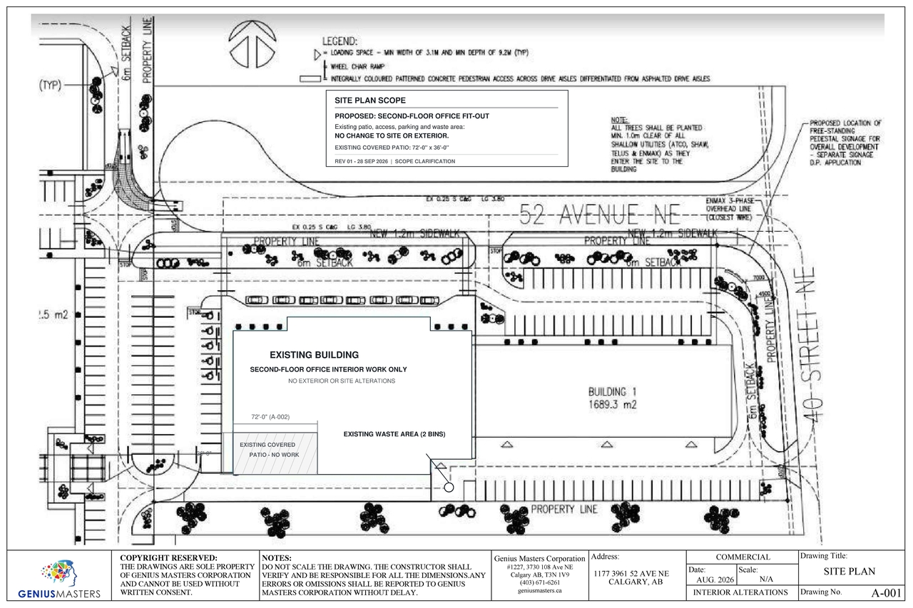 Construction site plan for project from page 6 of the file 'DP2026-03845 DMAP Plans (Submitted)2026-06-30 (4MB)'