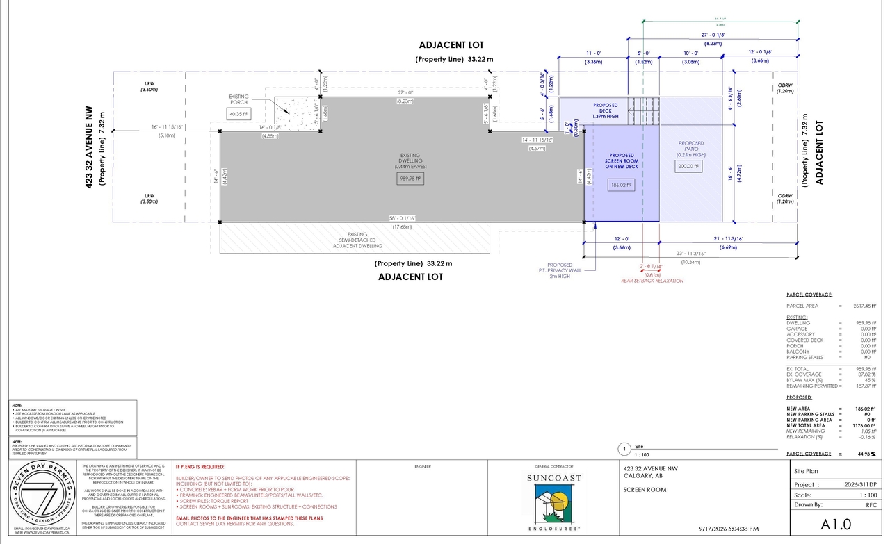 Construction site plan for project from page 2 of the file 'DP2026-03905 - DMAP Decision Rendered (1MB) 2026-10-02'