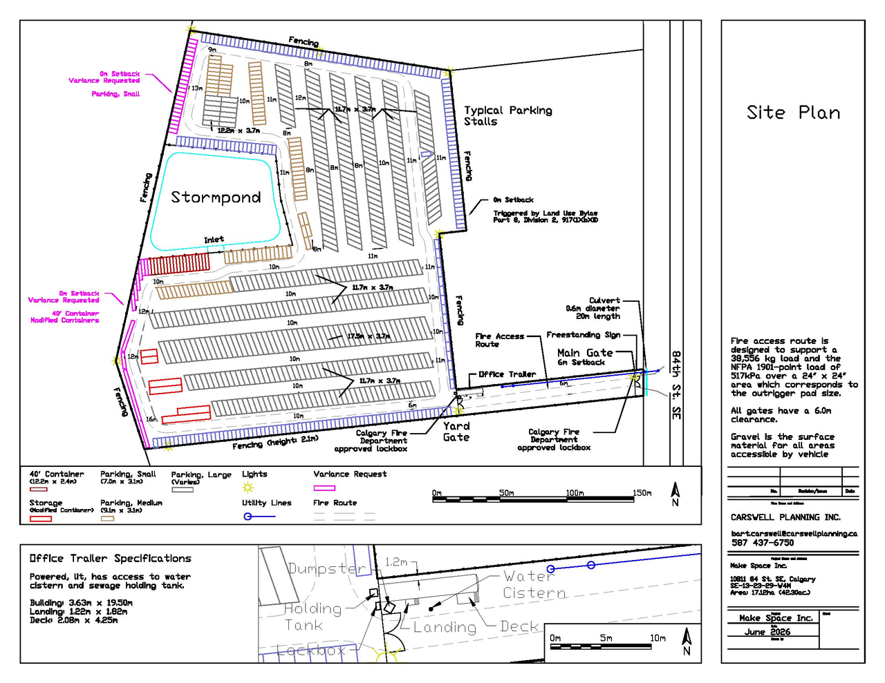 Construction site plan for project from page 1 of the file 'DP2026-03921-DMAP Plans Submitted 2026-07-16 1MB'