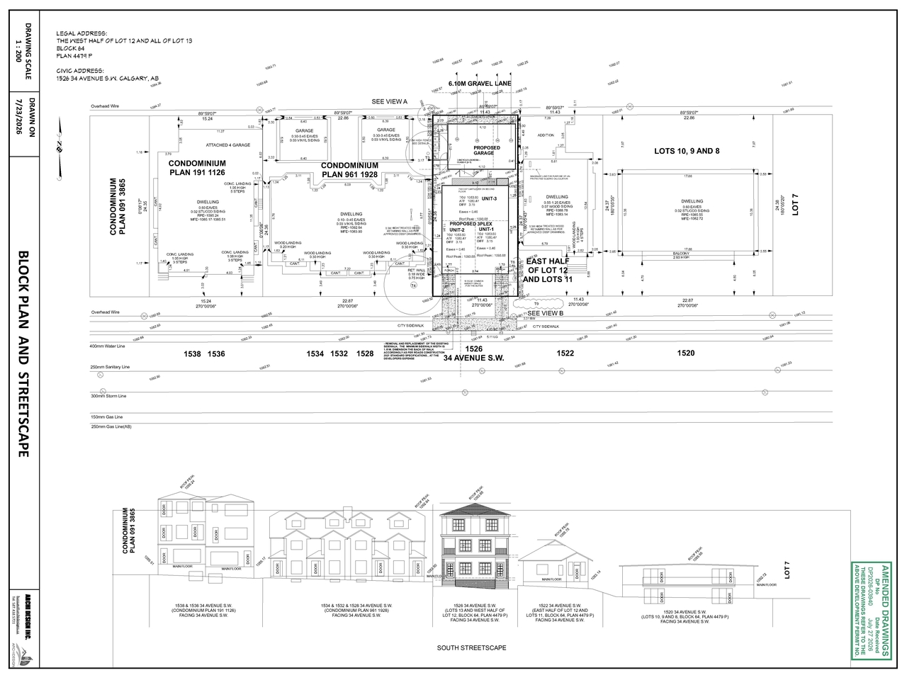 Construction site plan for project from page 1 of the file 'DP2026-03940 - DMAP Plans (Submitted) 2026-07-27 (1MB)'