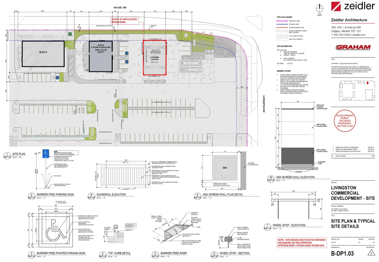 Construction site plan for project from page 5 of the file 'DP2026-03956 - DMAP DECISION RENDERED (7MB) 2026-08-21'