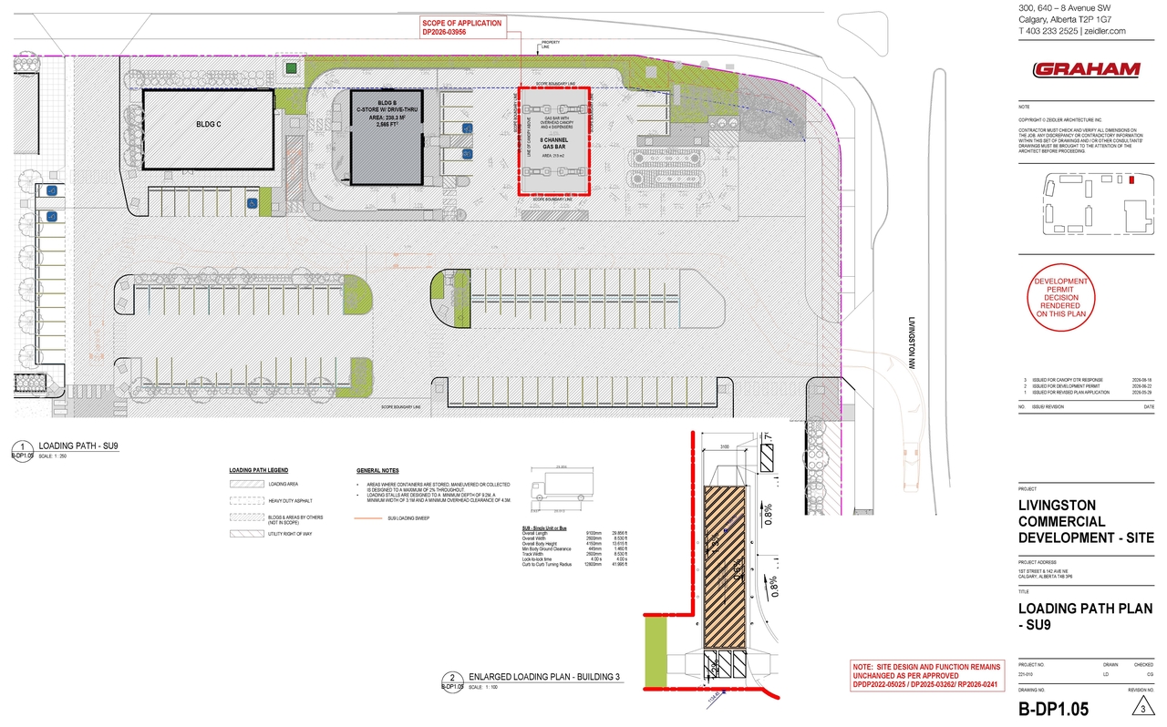 Construction site plan for project from page 7 of the file 'DP2026-03956 - DMAP DECISION RENDERED (7MB) 2026-08-21'