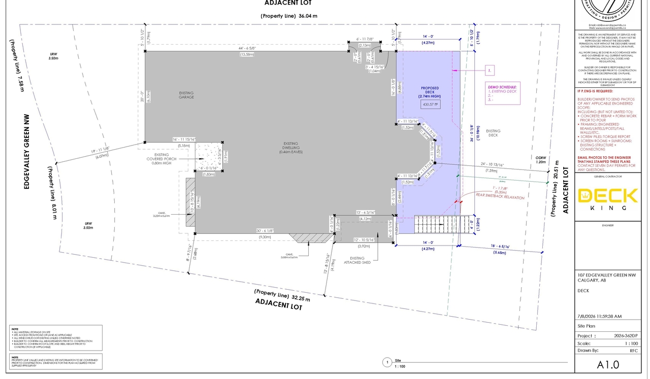 Construction site plan for project from page 4 of the file 'DP2026-03973 - DMAP Plans Submitted (1MB) 2026-07-08'