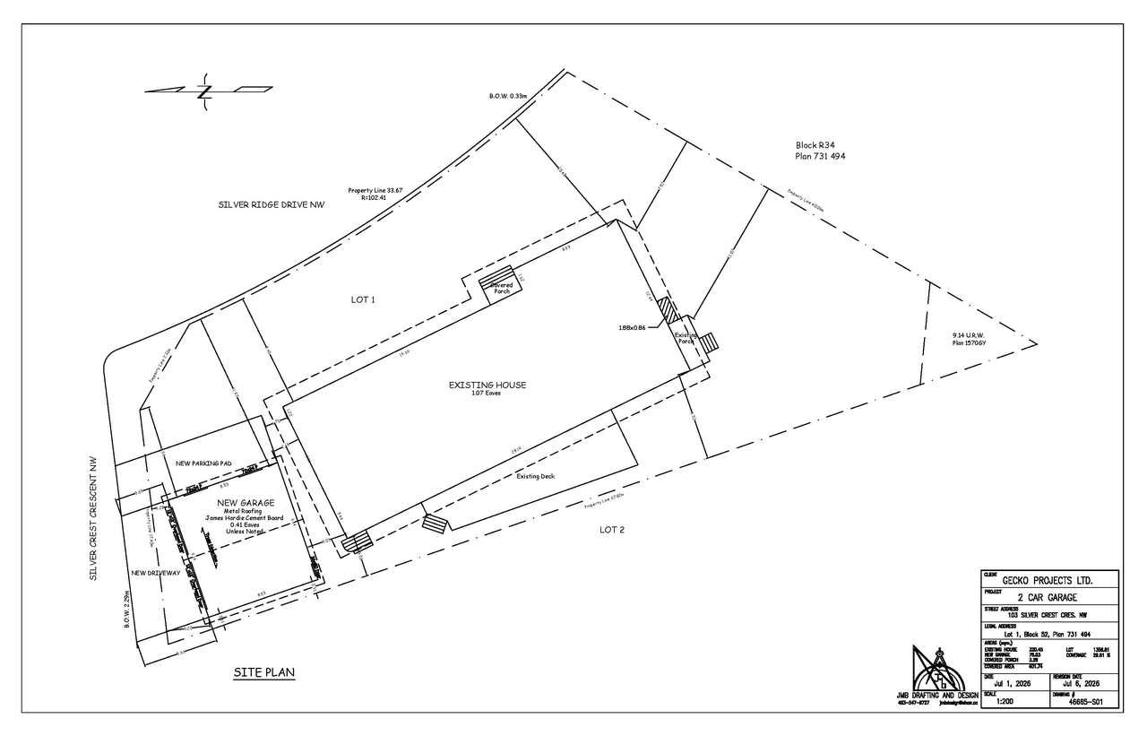 Construction site plan for project from page 1 of the file 'DP2026-03989 - DMAP Plans (Submitted) 2026-07-08 (1MB)'